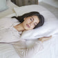 449269?Woman sleeping on white silversilk pillowcase